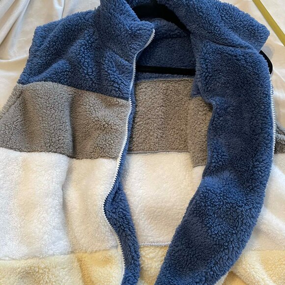 SHERPA fleece vest men SIZE 4XL ,colorblock, full zip, oversized. 2 side pocket - Picture 8 of 8